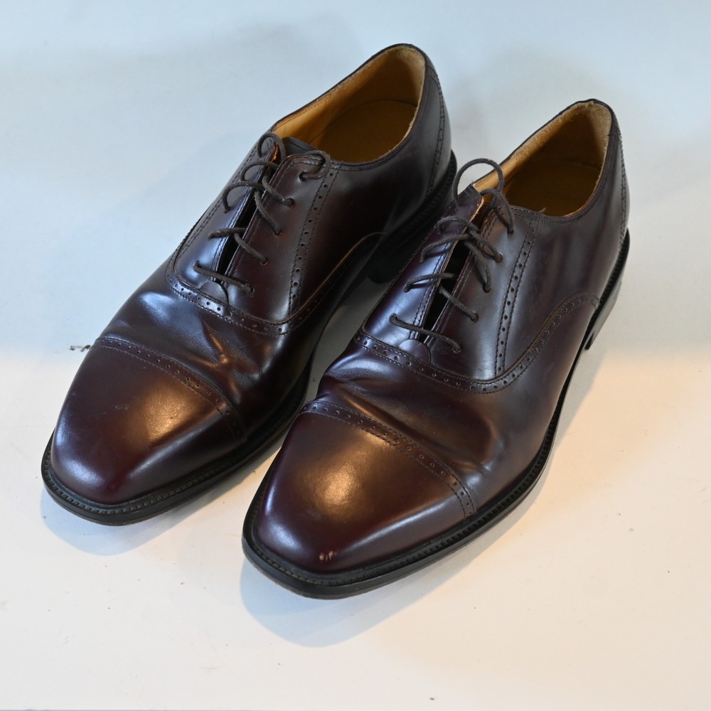 Rockport 10 Mens Oxblood Brown Leather Square Cap Toe Lace Up Oxford Dress Shoes